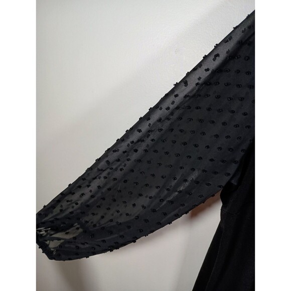 Adrianna Papell Women's Black Clip Dot Sheer Long Sleeve Sweater Plus Size 2X - Picture 3 of 6